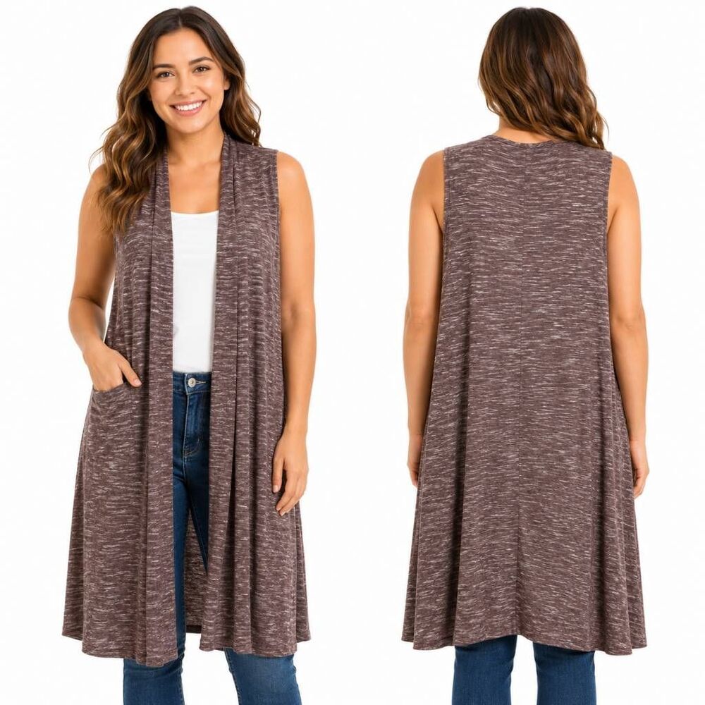 LuLaRoe L Brown Long Sleeveless Duster Cardigan
